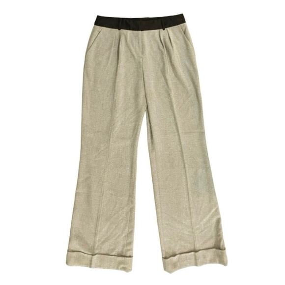 Alex Marie Women's Tan w/ Brown Waist Wide-Leg Trousers w/ Pockets | Size 12 - Picture 1 of 8